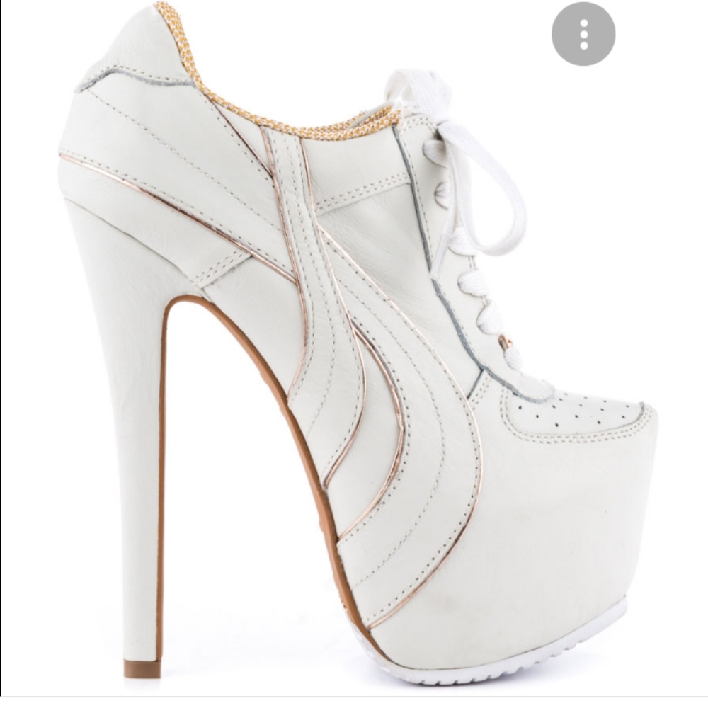 Zigi girl- white leather, high heels sneakers